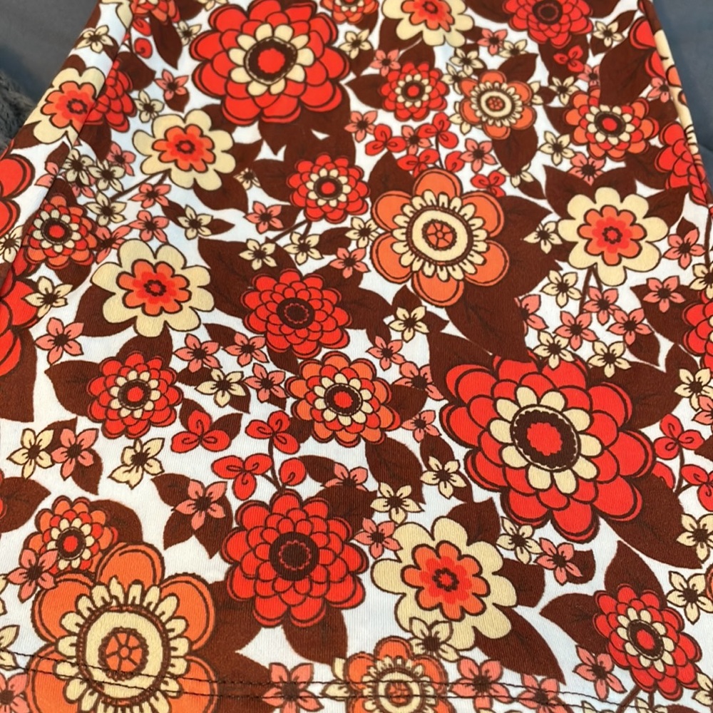New Brown Orange White Retro Boho 70’s Flower Power Flares Pants SHEIN Woodstock - Picture 9 of 10